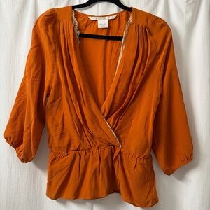 NWOT Nougat London Rust 100% Silk Blouse | Size: 1 (S/M)